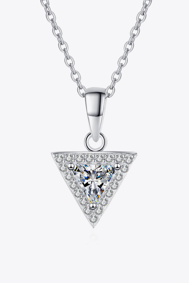 925 Sterling Silver Triangle Moissanite Pendant Necklace - Ruby's Fashion