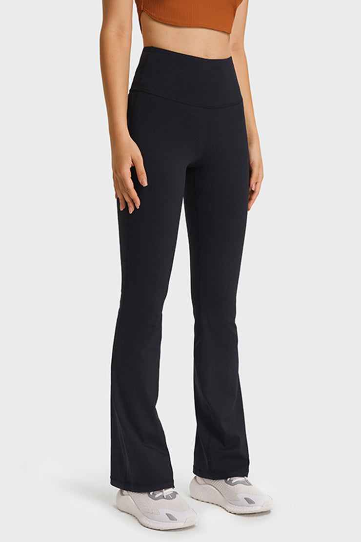 Elastic Waist Flare Yoga Pants - Ruby's Fashion