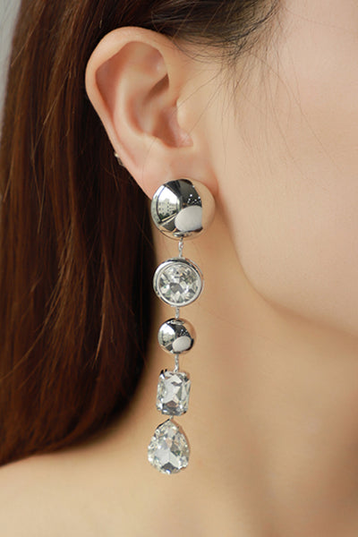 Rhinestone Geometric Drop Earrings - Ruby's Fashion