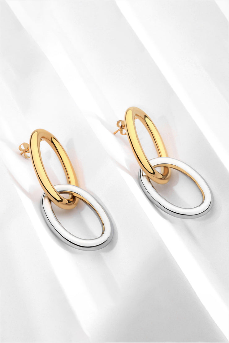 Two-Tone Double Hoop Earrings - Ruby's Fashion