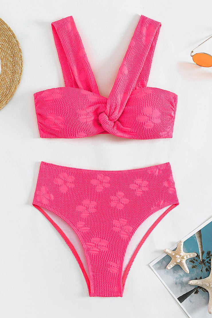 Textured Twisted Detail Bikini Set - Ruby's Fashion