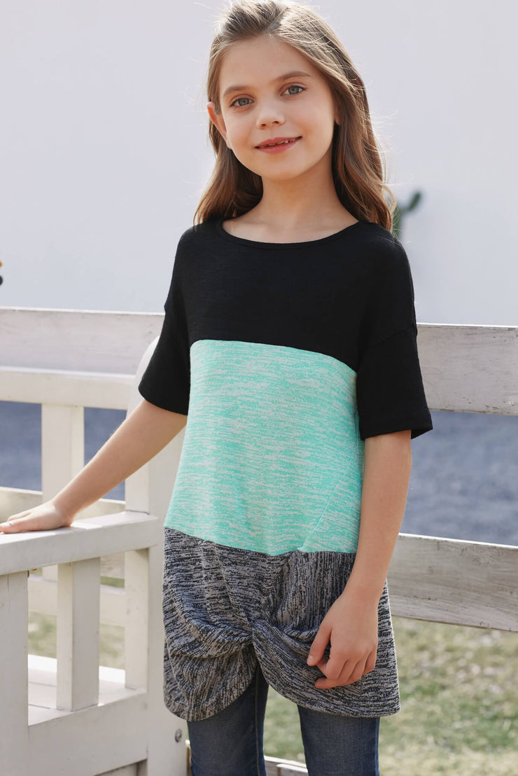 Girls Color Block Twisted Tunic Tee - Ruby's Fashion