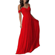 Women's Off Shoulder Chiffon A-line Pleated Bridesmaid Dress - Ruby's Fashion