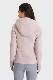 Zip Up Seam Detail Hooded Sports Jacket - Ruby's Fashion