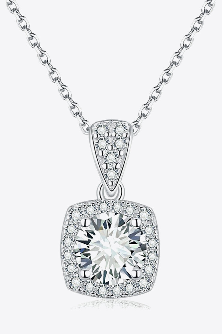 1 Carat Moissanite Square Pendant Necklace - Ruby's Fashion