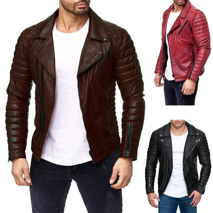 Zippered PU leather jacket - Ruby's Fashion