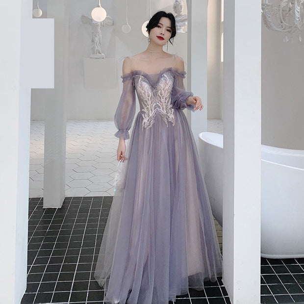 Xianqi Slim And Thin Sisters Queen's Bridesmaid Dress - Ruby's Fashion