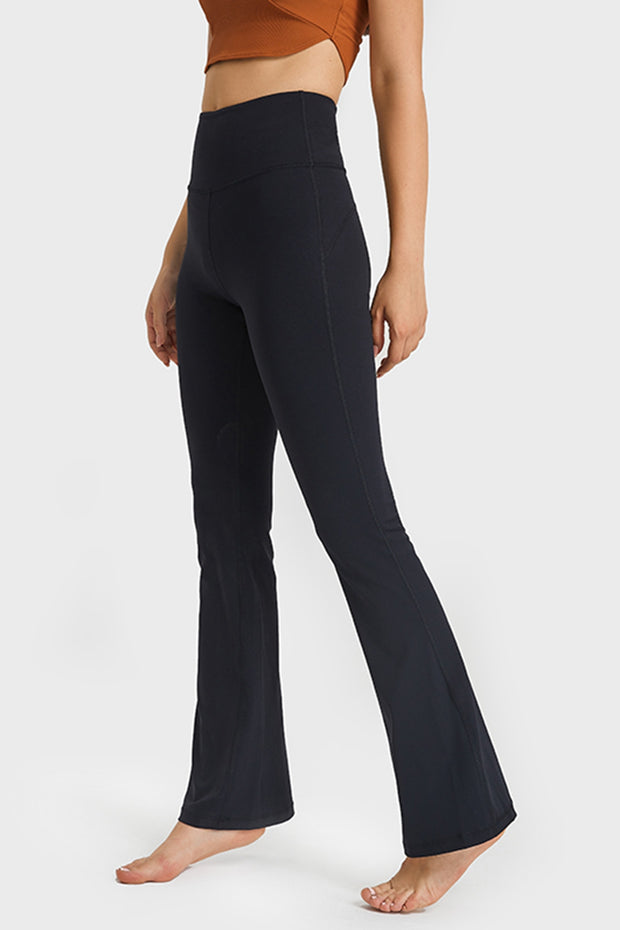 Elastic Waist Flare Yoga Pants - Ruby's Fashion