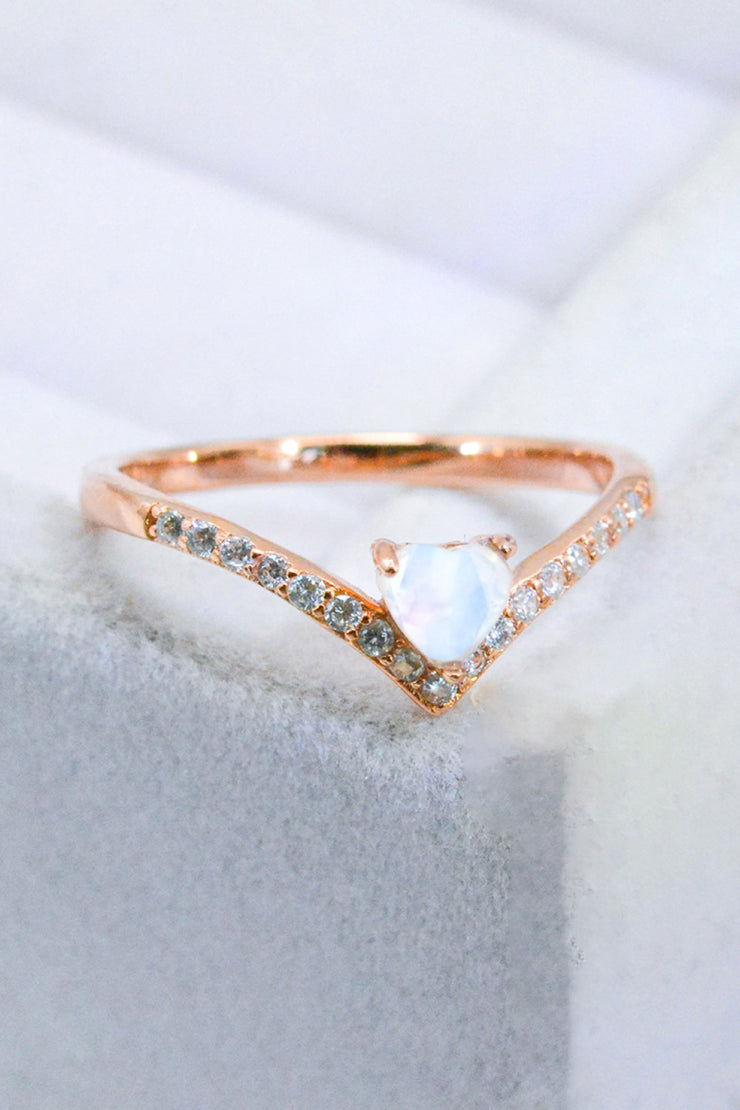 Moonstone Heart-Shaped Ring - Ruby's Fashion