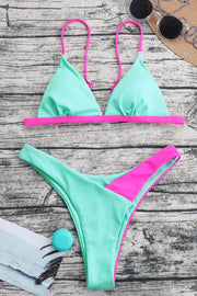 Contrast Ribbed Bikini Set - Ruby's Fashion