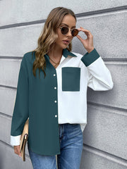 Color Block Button Down Shirt - Ruby's Fashion