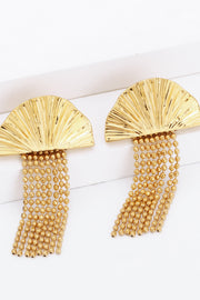 18K Gold Plated Fan Fringe Dangle Earrings - Ruby's Fashion