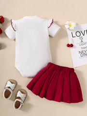 Baby Girl Ribbed Bodysuit and Pleated Skirt Set - Ruby's Fashion