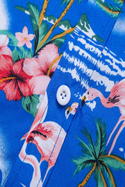 Tropical Print Button-Up Beach Shirt