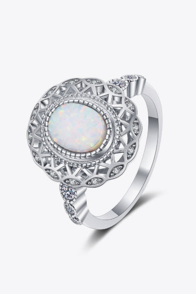 Feeling The Love 925 Sterling Silver Opal Ring - Ruby's Fashion