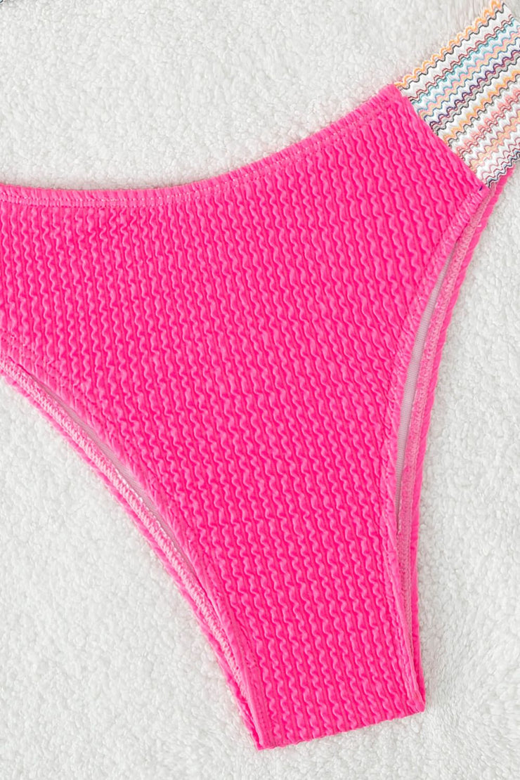 Contrast Textured High Cut Swim Set - Ruby's Fashion