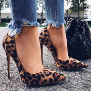 Women's Shoes European And American Pointed Toe High Heels Leopard Print Suede Stiletto Super High Heel - Ruby's Fashion