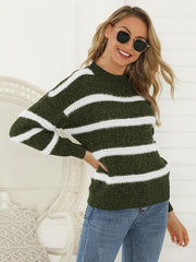 Striped Round Neck Long Sleeve Sweater