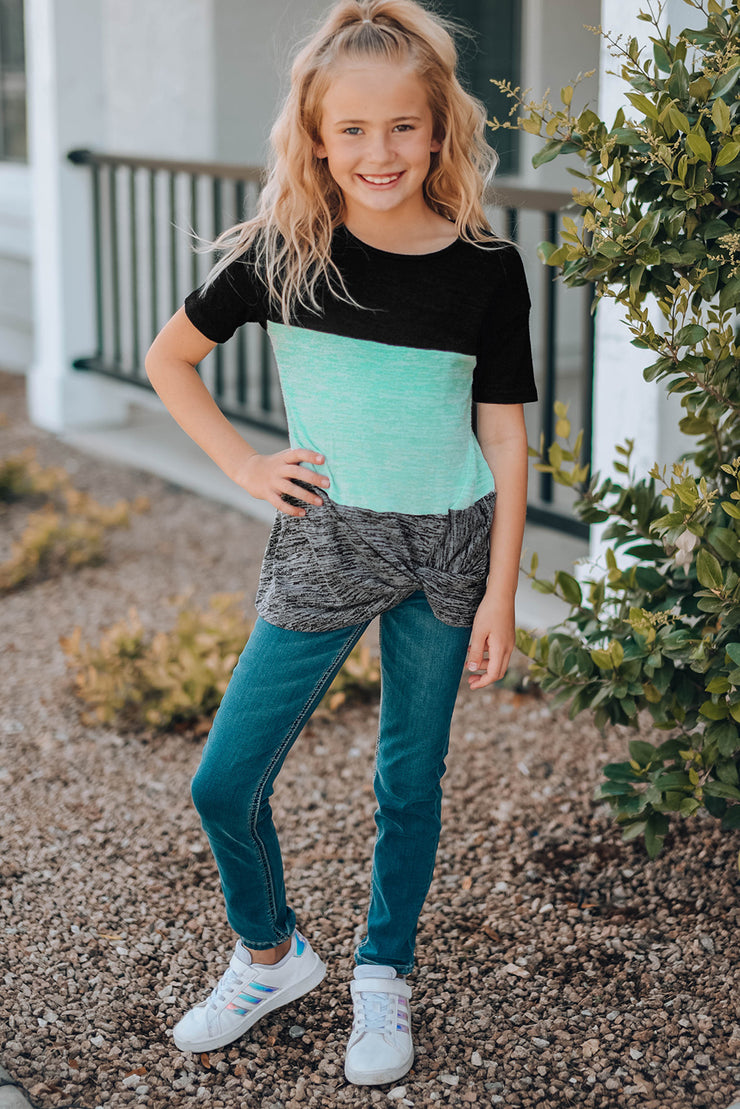 Girls Color Block Twisted Tunic Tee - Ruby's Fashion