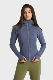 Zip Up Seam Detail Hooded Sports Jacket - Ruby's Fashion