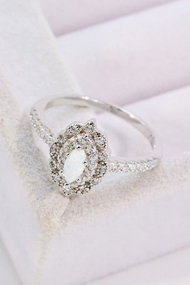 Modern Love Story Opal and Zircon Ring - Ruby's Fashion