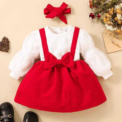 Baby Girl Two-Tone Bow Detail Dress - Ruby's Fashion