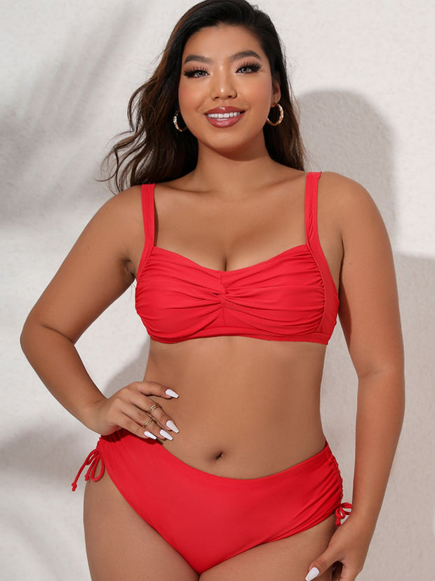 Plus Size Twist Front Tied Bikini Set - Ruby's Fashion