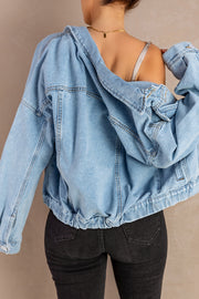 Button Down Dropped Shoulder Denim Jacket - Ruby's Fashion