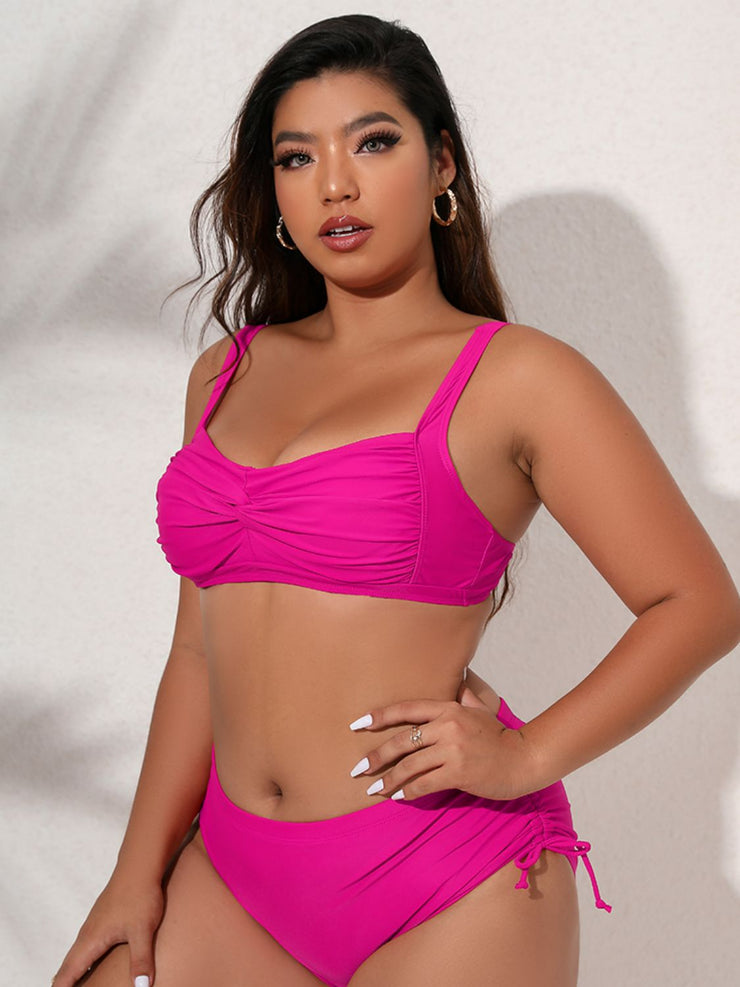 Plus Size Twist Front Tied Bikini Set - Ruby's Fashion