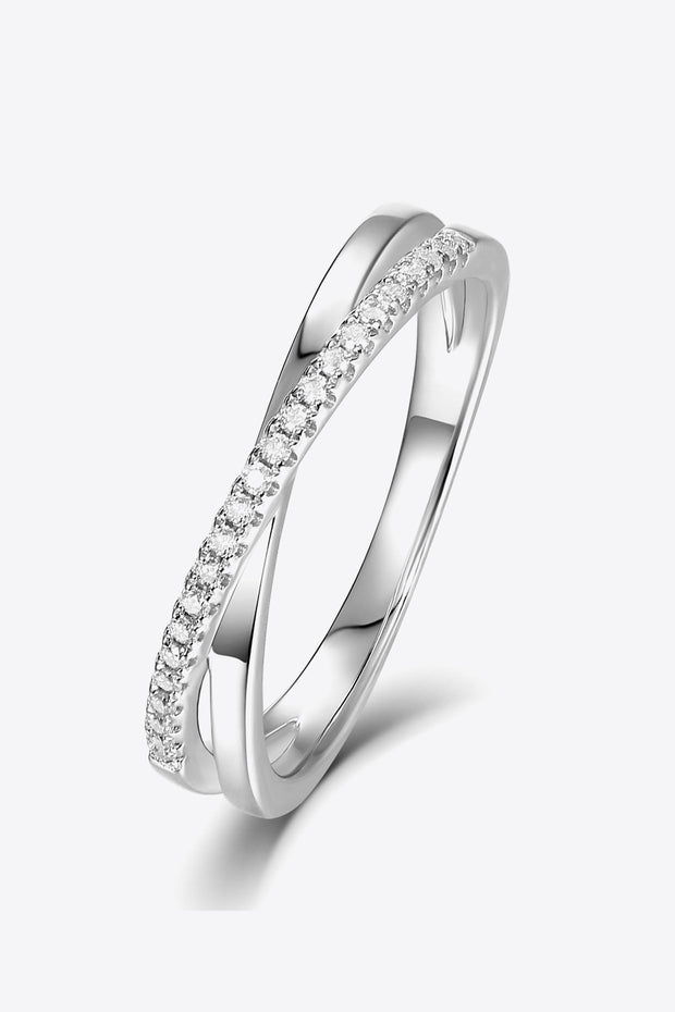 925 Sterling Silver Crisscross Moissanite Ring - Ruby's Fashion