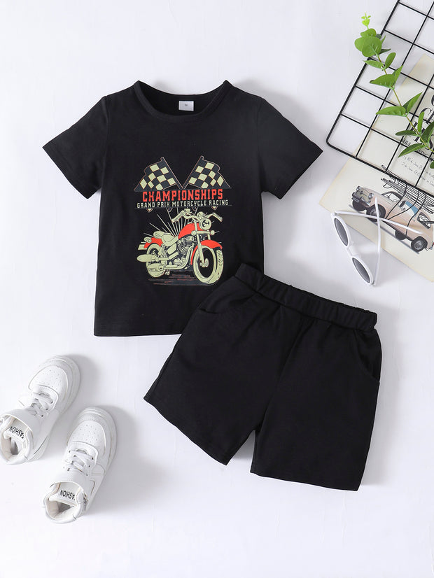 Boys CHAMPIONSHIPS Graphic Tee and Shorts Set - Ruby's Fashion