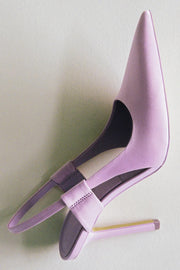 Women's Satin Purple Single Shoes Pointed Toe Stiletto Heels - Ruby's Fashion