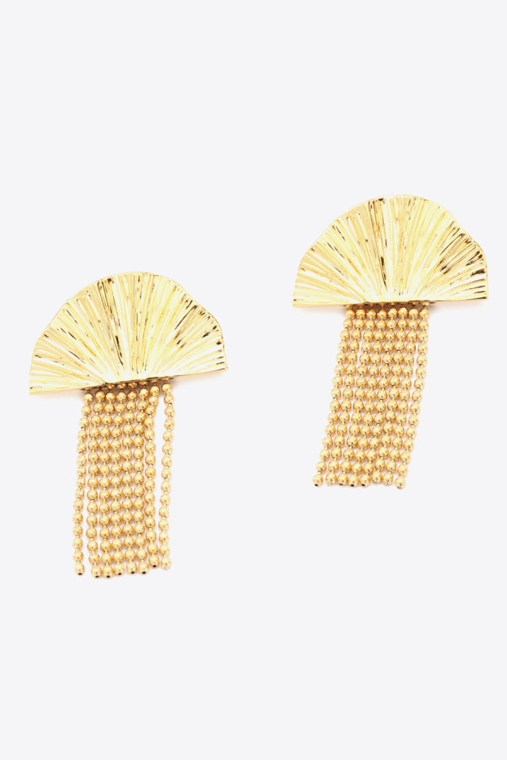 18K Gold Plated Fan Fringe Dangle Earrings - Ruby's Fashion