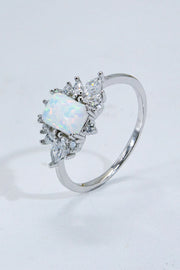 925 Sterling Silver Zircon and Opal Ring - Ruby's Fashion