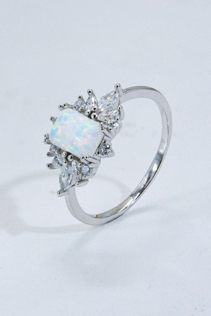 925 Sterling Silver Zircon and Opal Ring - Ruby's Fashion