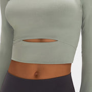 Long Sleeve Cropped Top With Sports Strap - Ruby's Fashion