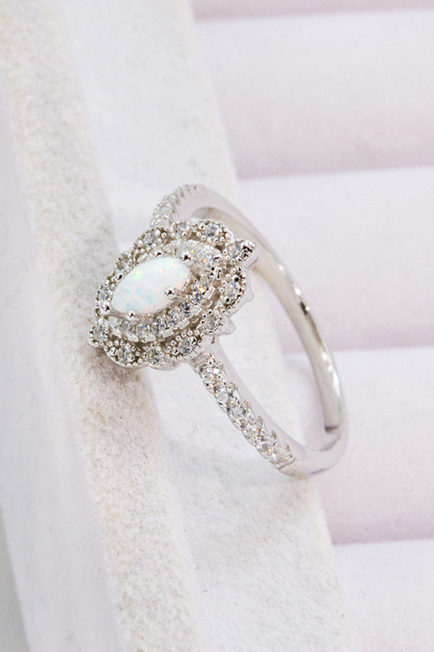 Modern Love Story Opal and Zircon Ring - Ruby's Fashion