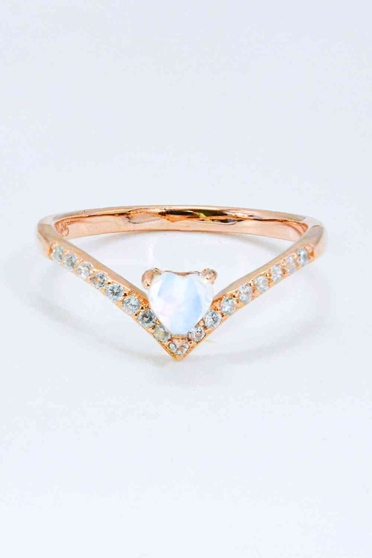 Moonstone Heart-Shaped Ring - Ruby's Fashion