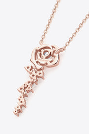 925 Sterling Silver 18K Rose Gold-Plated Pendant Necklace - Ruby's Fashion
