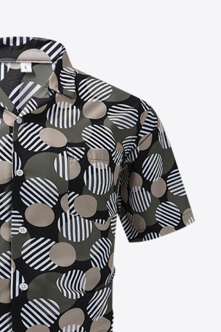 Printed Button-Up Beach Shirt