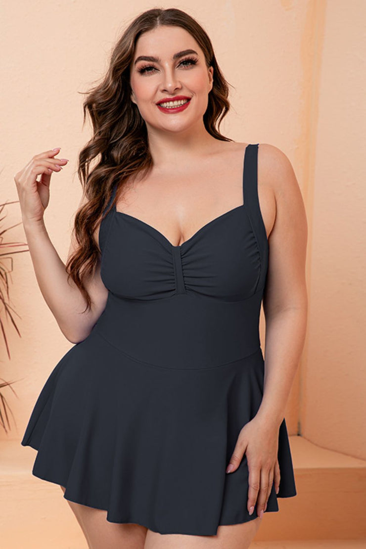 Full Size Gathered Detail Swim Dress - Ruby's Fashion