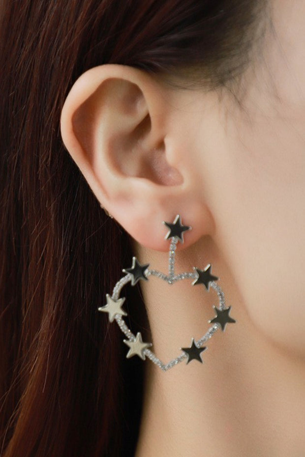 Star Zircon Heart-Shaped Earrings - Ruby's Fashion