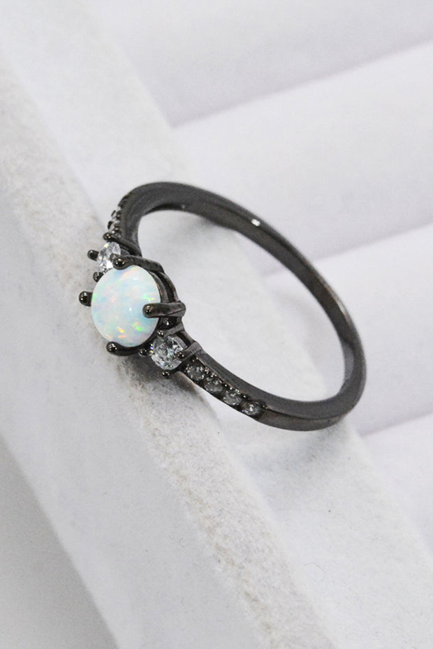 925 Sterling Silver Round Opal Ring - Ruby's Fashion