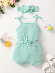 Baby Girl Waffle-Knit Tie-Shoulder Top and Shorts Set - Ruby's Fashion