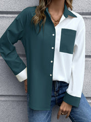 Color Block Button Down Shirt - Ruby's Fashion