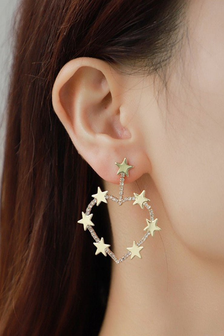 Star Zircon Heart-Shaped Earrings - Ruby's Fashion