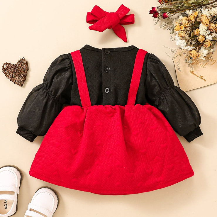 Baby Girl Two-Tone Bow Detail Dress - Ruby's Fashion