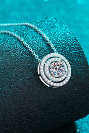 Moissanite Round Pendant Rhodium-Plated Necklace - Ruby's Fashion