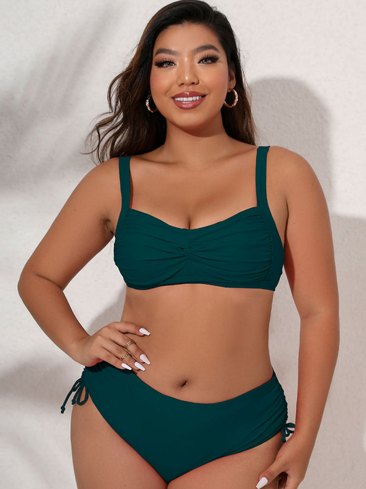 Plus Size Twist Front Tied Bikini Set - Ruby's Fashion