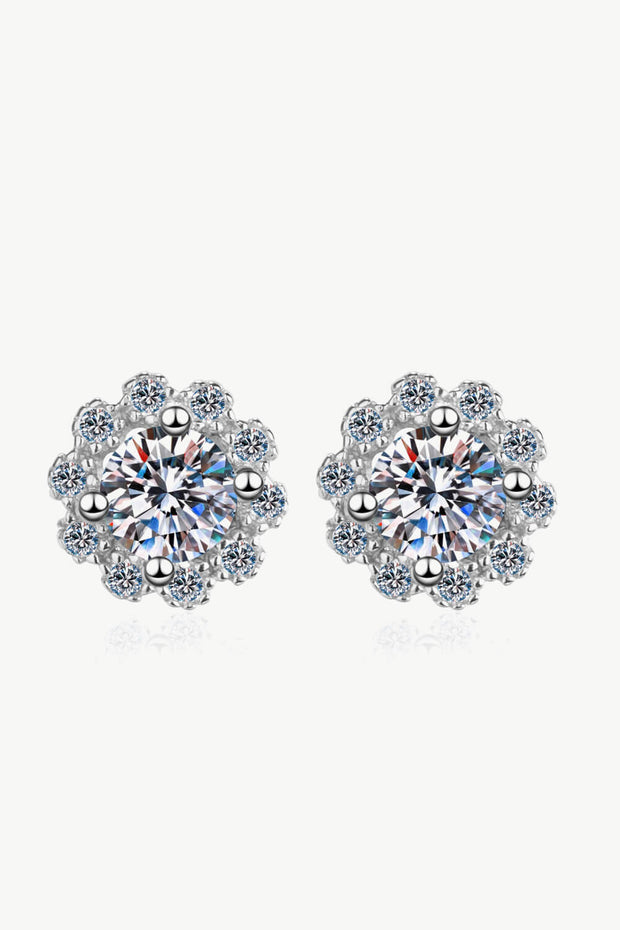 Moissanite Floral-Shaped Stud Earrings - Ruby's Fashion